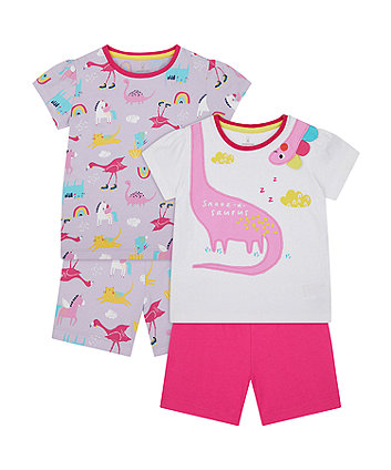Mothercare Dino Shortie Pyjamas - 2 Pack