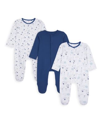 Mothercare Boys Dark Softs Sleepsuits - 3 Pack