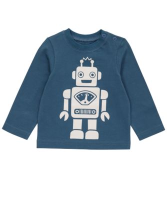 Mothercare Long Sleeve Robot T-Shirt - t-shirts - Mothercare
