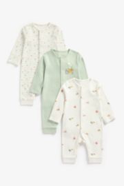 Mothercare Tractor And Veggie Footless Sleepsuits - 3 Pack