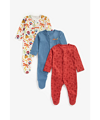 Mothercare Nature Play Sleepsuits - 3 Pack