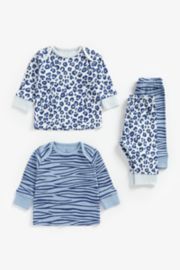 Mothercare Blue Animal Print Pyjamas - 2 Pack