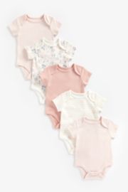 Mothercare Pink Organic-Cotton Bodysuits - 5 Pack