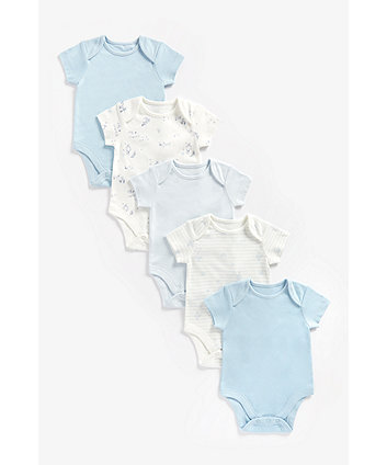 Mothercare Blue Bodysuits - 5 Pack