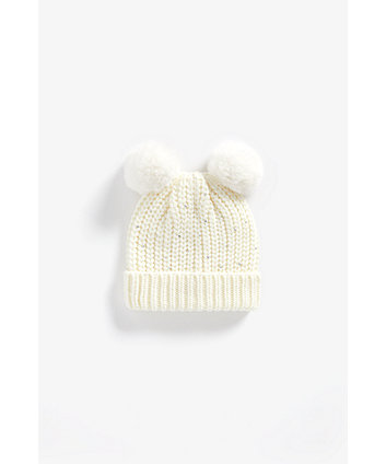 Mothercare Knitted Hat With Gems And Pom Poms