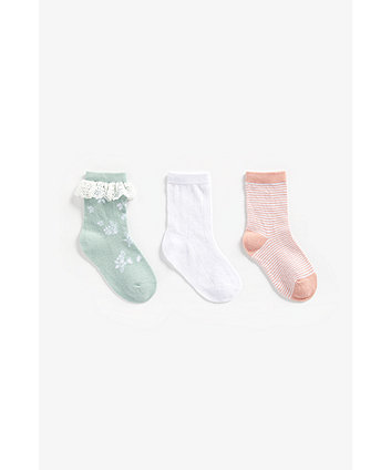 Mothercare Pelerine, Stripe And Floral Socks - 3 Pack