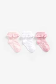 Mothercare Pink And White Frill Socks - 3 Pack