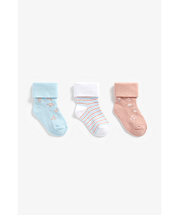 Mothercare Ditsy Floral Turn-Over-Top Socks - 3 Pack