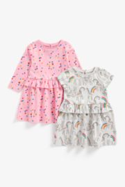 Mothercare Rainbow And Spot Jersey Dresses - 2 Pack