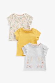 Mothercare Bunny Pocket, Floral And Mustard T-Shirts - 3 Pack