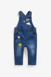 Mothercare Denim Dungarees With Embroidery And Boucle