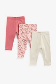Mothercare Heart, Oatmeal And Pink Leggings - 3 Pack