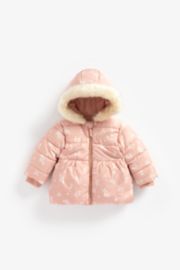 Mothercare Pink Floral Padded Parka Coat