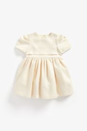 Mothercare Cream And Gold Jacquard Dress With Bow