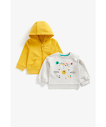 Mothercare Big Cat Sweat Top And Yellow Hoody Set