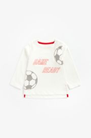Mothercare White Football Long-Sleeved T-Shirt
