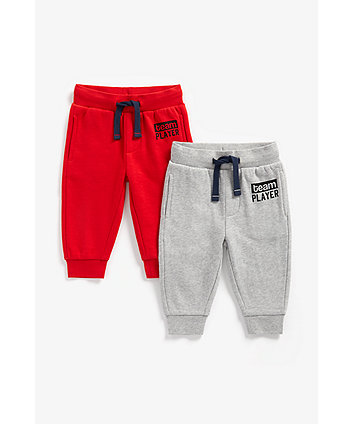 Mothercare Grey And Red Slim-Fit Joggers - 2 Pack