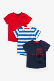 Mothercare Football, Stripe And Red T-Shirts - 3 Pack