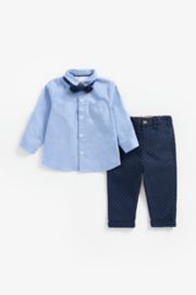 Mothercare Chambray Shirt, Spot Trousers And Bow Tie 3-Piece Set
