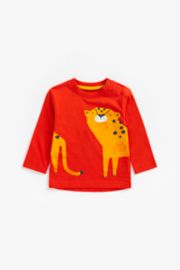 Mothercare Red Cheetah Long-Sleeved T-Shirt