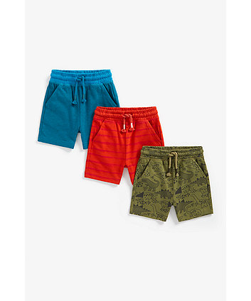 Mothercare Dino And Striped Jersey Shorts 3-Pack
