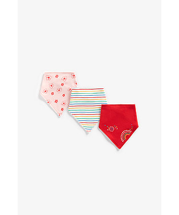 Mothercare Rainbow, Striped And Flower Bandana Bibs - 3 Pack
