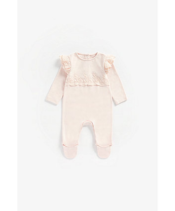 Mothercare Pink Lace All In One