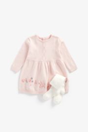 Mothercare Pink Pointelle Knitted Dress And Tights