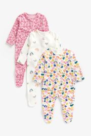 Mothercare Rainbow Leopard Sleepsuits - 3 Pack