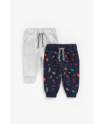 Mothercare Grey Marl And Print Joggers - 2 Pack