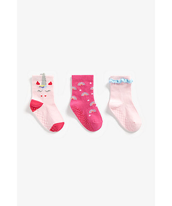 Mothercare Novelty Unicorn Socks With Slip-Resist Soles - 3 Pack