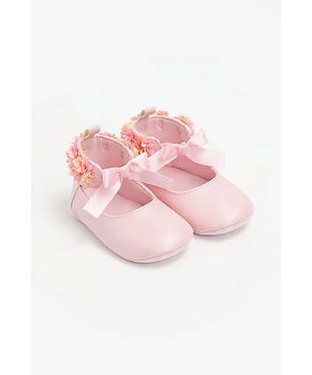 Mothercare Pink Flower Corsage Pram Shoes